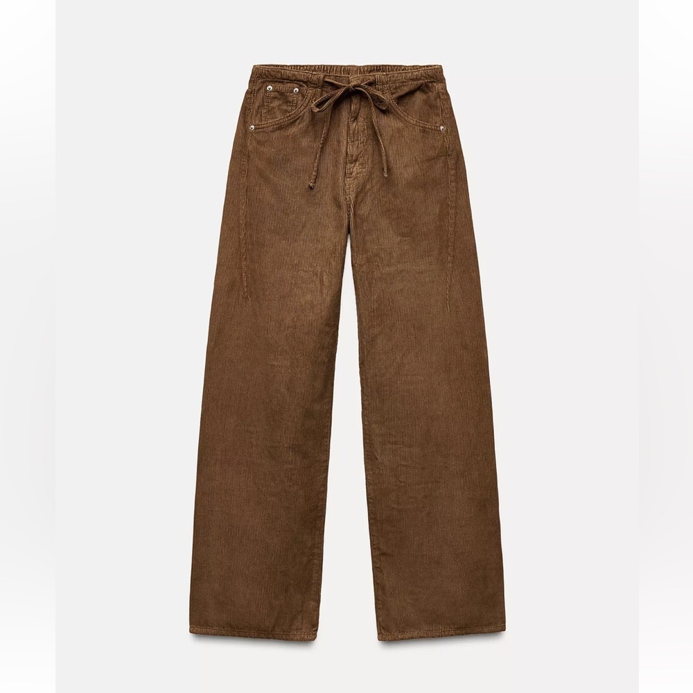 Zara Brown Corduroy Drawstring Trousers, size/women’s 10